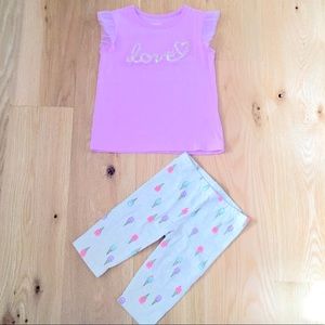 Carter’s Purple Love Shirt w/ Ice Cream Capris💜🍦